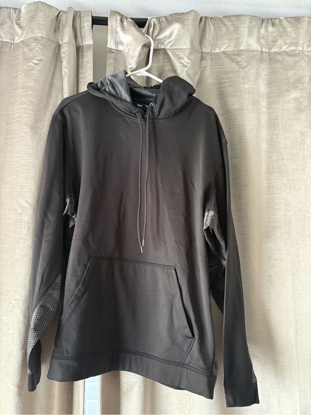 Sport-Tek Men's Black Hooded Pullover with Contrast Mesh